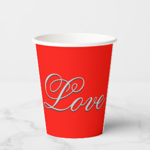 Vasos De Papel Boda de Amor Rojo Sofisticado
