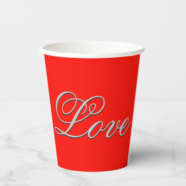 Vasos De Papel Boda de Amor Rojo Sofisticado (Anverso)