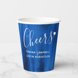 Vasos De Papel Boda de arte abstracto azul zafiro