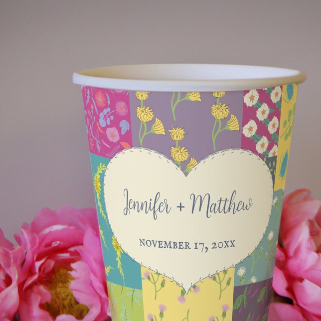 Vasos De Papel Boda de Boho Maximalist Patchwork Quilt (Subido por el creador)