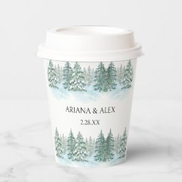 Vasos De Papel Boda de bosque de pino acuarela