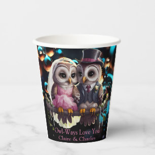 Vasos De Papel Boda de búho personalizado