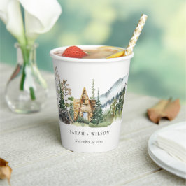 Vasos De Papel Boda de cabaña de madera de pino de montaña rusa