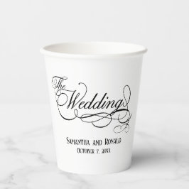 Vasos De Papel Boda de caligrafía blanca elegante 