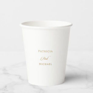 Vasos De Papel Boda de Caligrafía Clásica Negra y Dorada