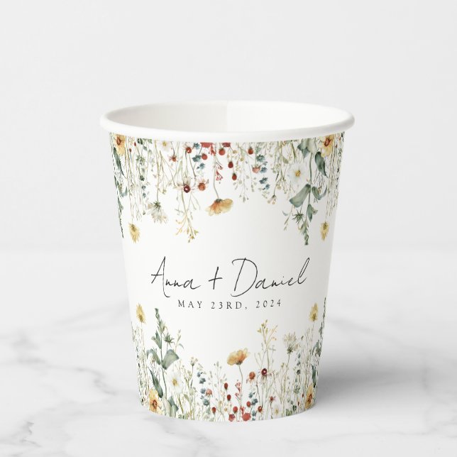Vasos De Papel Boda de campo de flores silvestres de verano (Izquierda)