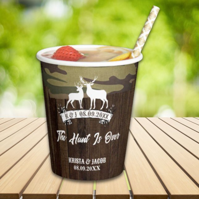 Vasos De Papel Boda de ciervos occidentales la caza ha terminado (Western Deer The Hunt Is Over Wedding Paper Cups)