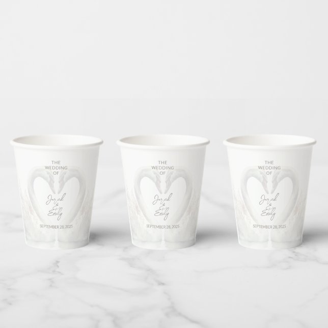 Vasos De Papel Boda de cisne personalizado (Multi)