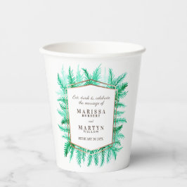 Vasos De Papel Boda de color de agua verde evergreen foliage