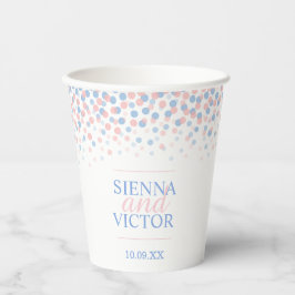 Vasos De Papel Boda de confeti azul rosado, tazas de papel con no