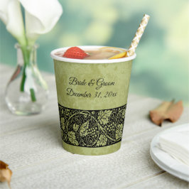 Vasos De Papel Boda de cosecha, hojas de vid de uva victorianas