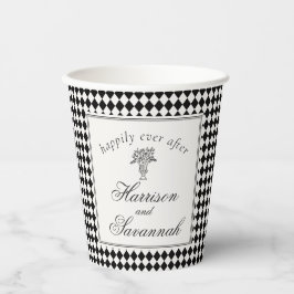 Vasos De Papel Boda de Cuadros de Arlequín Negro