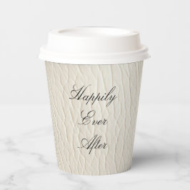 Vasos De Papel Boda de cuero falso de crema blanca