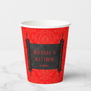 Vasos De Papel Boda de Damasco Negro Rojo de Desplazamiento Japon
