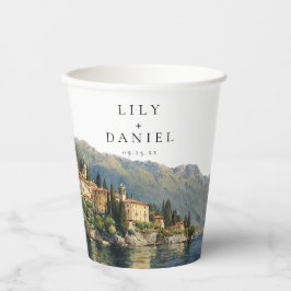 Vasos De Papel Boda de destino de Watercolor Lake Como Italia