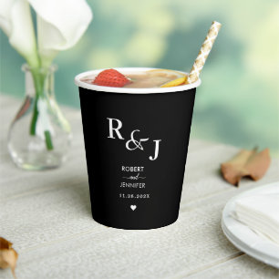 Vasos De Papel Boda de Elegancia Moderna con Monograma Personaliz