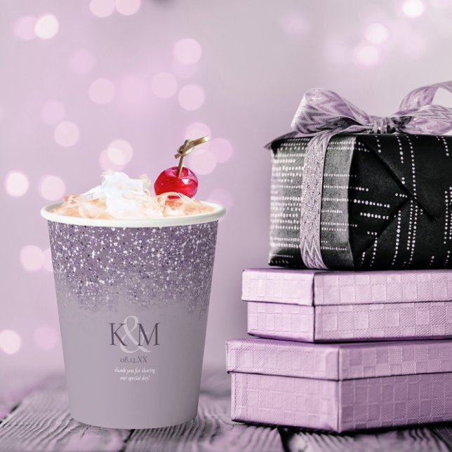 Vasos De Papel Boda de esparkles Iniciales Mauve ID889 (Subido por el creador)