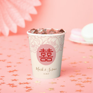 Vasos De Papel Boda de felicidad doble elegante de China