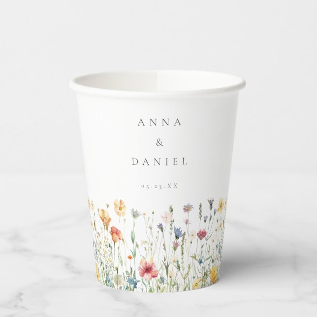 Vasos De Papel Boda de flores silvestres boho chic (Izquierda)