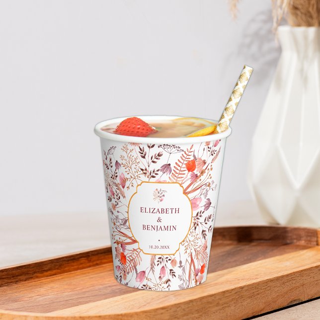 Vasos De Papel Boda de flores silvestres boho chic rústico dorado (Subido por el creador)