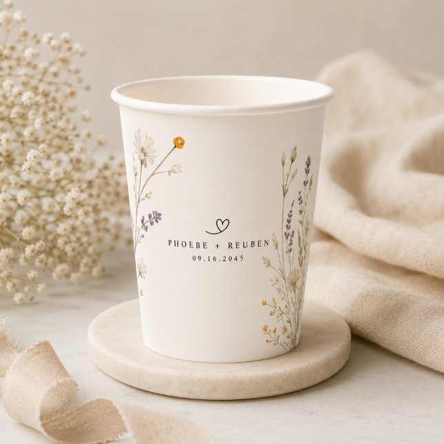 Vasos De Papel Boda de flores silvestres elegantes (Subido por el creador)