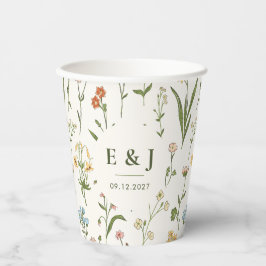 Vasos De Papel Boda de flores silvestres rústicas personalizadas 