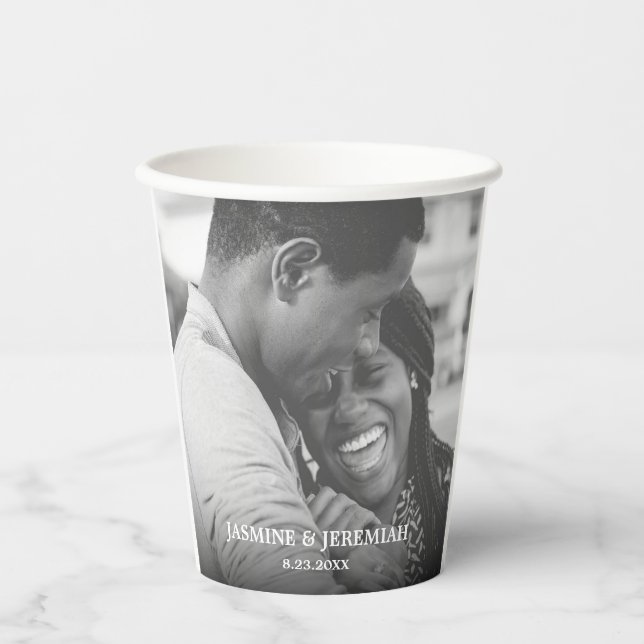 Vasos De Papel Boda de fotografía personalizado (Anverso)