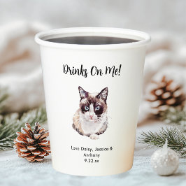 Vasos De Papel Boda de gato personalizada
