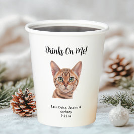 Vasos De Papel Boda de gato personalizada