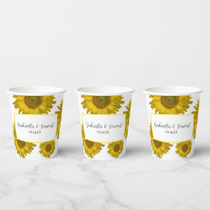 Vasos De Papel Boda de girasoles dispersos amarillos