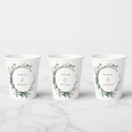 Vasos De Papel Boda de guirnaldas de color verde acuático ruso