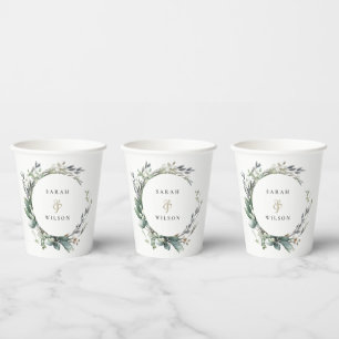 Vasos De Papel Boda de guirnaldas de color verde acuático ruso