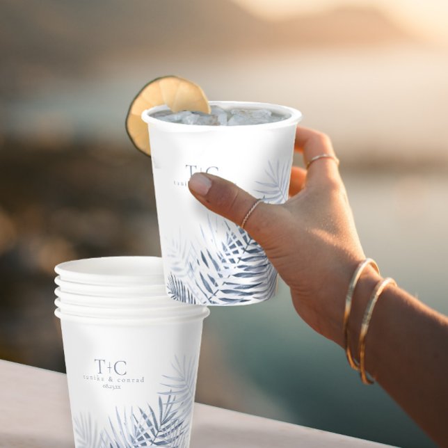 Vasos De Papel Boda de hoja de palma exuberante Azul/Wht ID956 (Subido por el creador)