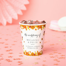 Vasos De Papel Boda de Hojas de Otoño Rústicas