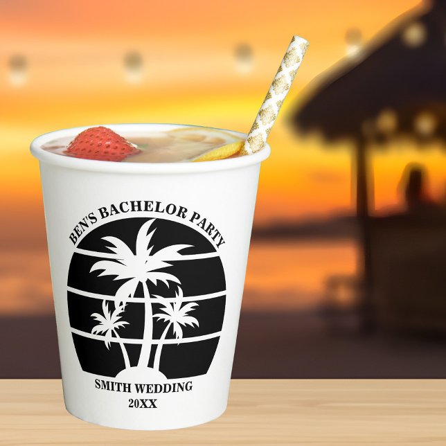Vasos De Papel Boda de Isla de Soltero en la Playa Personalizada (Subido por el creador)