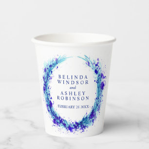 Vasos De Papel Boda de la corona azul acuática salpicada de agua