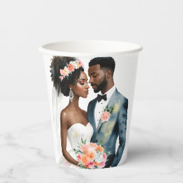 Vasos De Papel Boda de la pareja de novias afroamericana