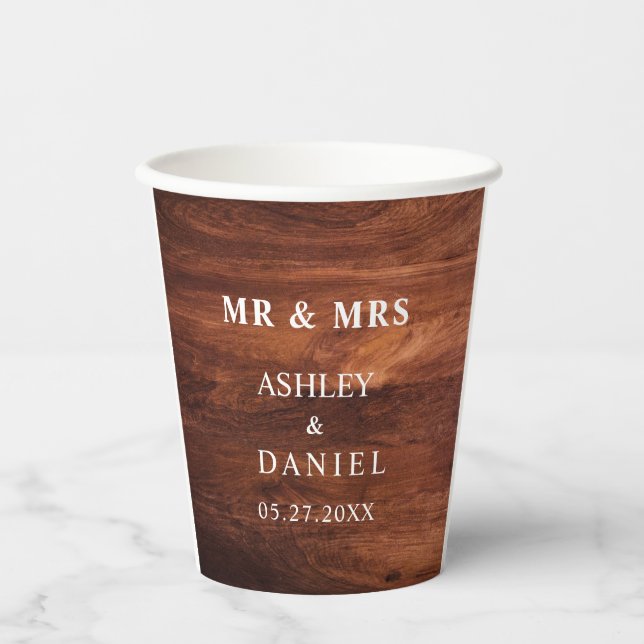 Vasos De Papel Boda de madera rústica de granero (Anverso)