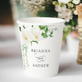 Vasos De Papel Boda de Magnolias Florales Elegantes