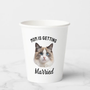 Vasos De Papel Boda de Mamá de Gato Personalizada Se Casa