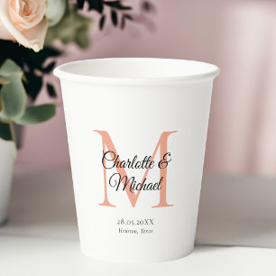 Vasos De Papel Boda de monograma