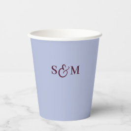 Vasos De Papel Boda de monograma de escritura de pervinca con amp