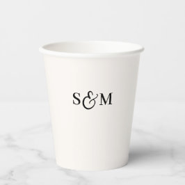 Vasos De Papel Boda de monograma de escritura simple con ampersan