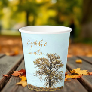 Vasos De Papel Boda de otoño bajo el roble rústico