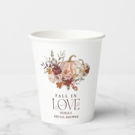 Vasos De Papel Boda de Otoño 'Enamórate' Floraciones de Calabaza 