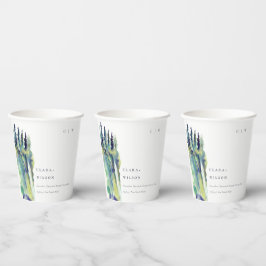 Vasos De Papel Boda de Paisaje de Montaña de Árbol Pino Mínimo Su