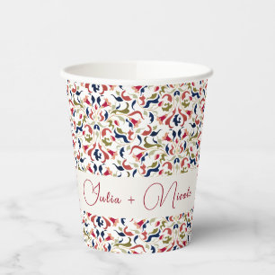 Vasos De Papel Boda de Paisley Botánica Floral Artística de Lujo
