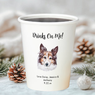 Vasos De Papel Boda de Perro Personalizada