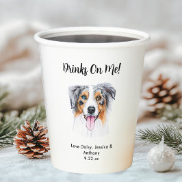 Vasos De Papel Boda de Perro Personalizada