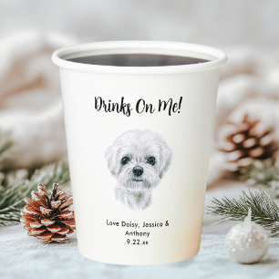 Vasos De Papel Boda de Perro Personalizada